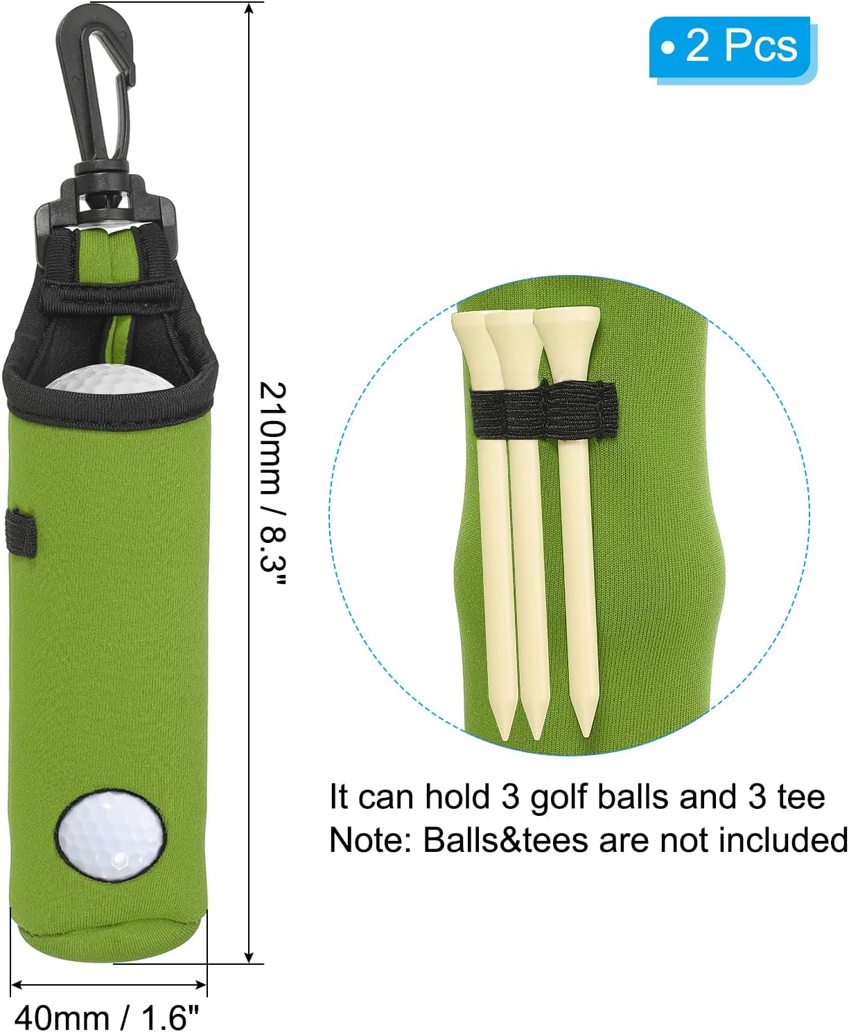 PATIKIL Golf Ball Carry Bag Golf Tee Holder Pouch Portable Neoprene Golf Ball Holder with Clip for Men and Women