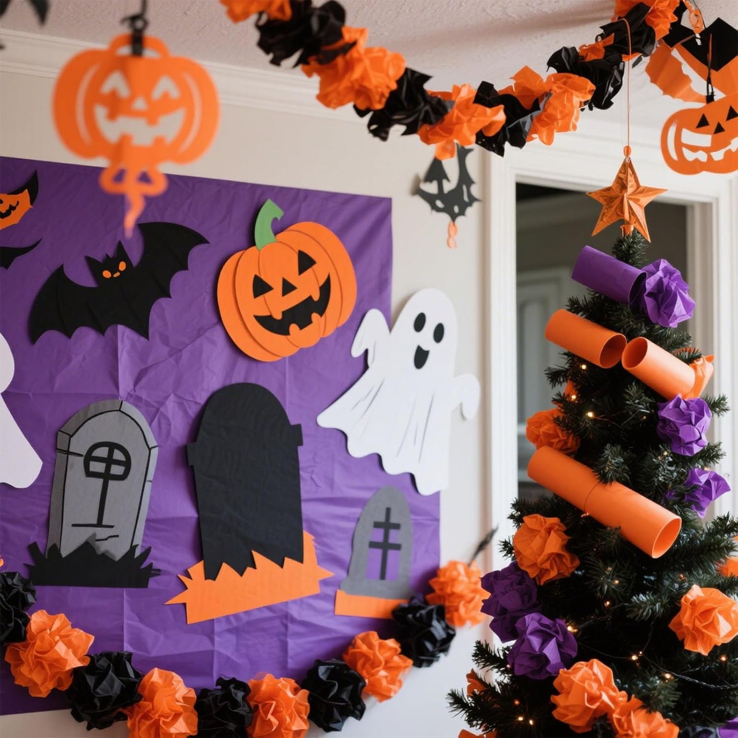 Shindel 120 Sheets Halloween Tissue Paper, 20x14 Inch Gift Wrapping Paper for Halloween DIY Crafts Gift Bags Boxes 5 Colors