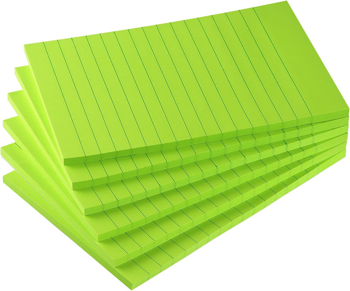 Early Buy 6 Pads Lined Sticky Notes with Lines 4x6 Self-Stick Notes Bright Color Sticky Notes, 45 Sheets/Pad (Green)
