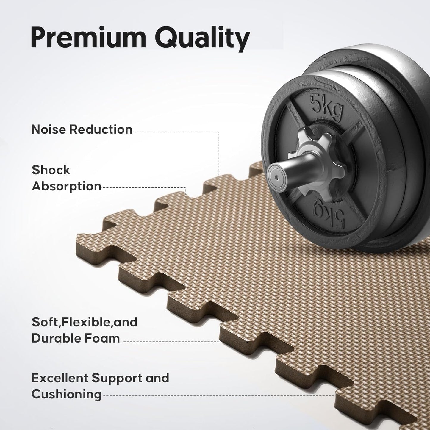 Home Gym Mat, Puzzle Exercise Mat, EVA Interlocking Foam Floor Tiles for Home Workout Equipment and Kids' Play Areas - Blue, 24 in x 24 in x ½ in - (Brown, 24 Pack(96 SQ FT))