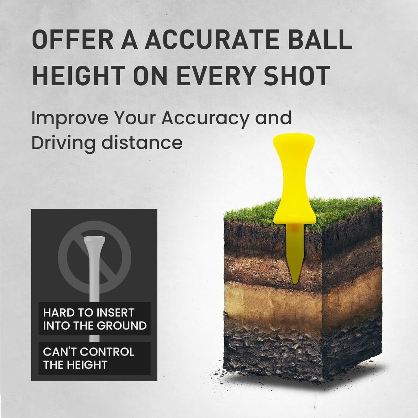 FINGER TEN Plastic Golf Castle Tees Step Down Unbreakable Mixed or Same Height Value 100 Count, 2 3/4, 2 1/4, 2, 1 3/4, 1 1/2 Inch Length Colorful for Practice