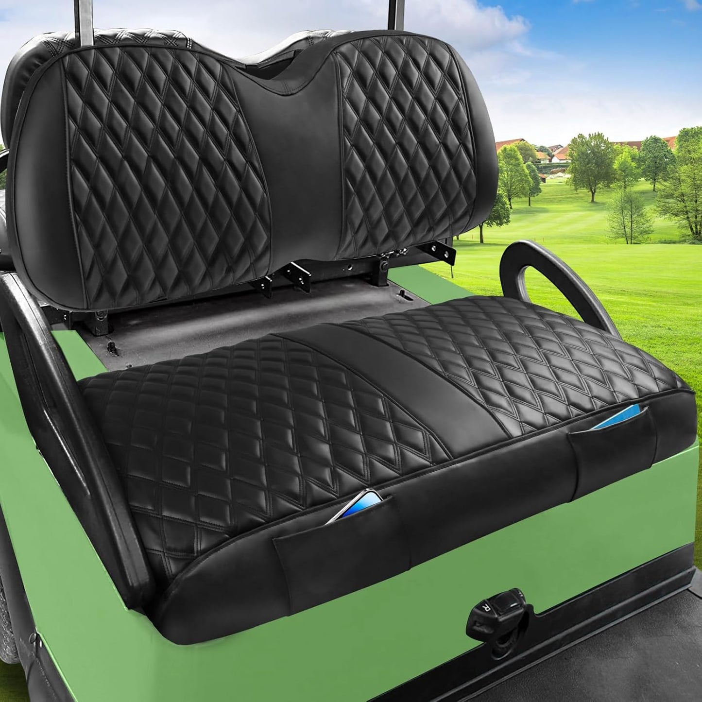 Club Car Precedent Seat Cover, Golf Cart Front Seat Covers Set Fit for Precedent 2004-Up/Tempo 2017-Up/Onward 2017-Up OEM Ordinary Seat Cushion, Thick Vinyl Leather Comfortable Breathable