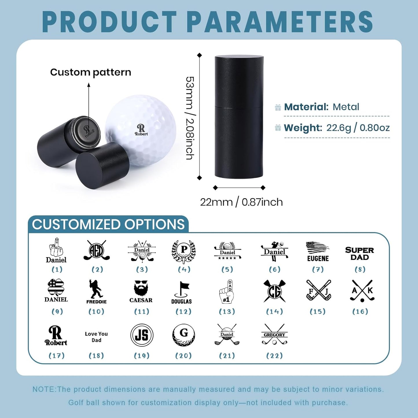 Custom Golf Ball Stamp Marker – Personalized Monogram Golf Ball Marker with Ink, Golfer Gift for Men, Dad, Golf Ball Marking Tool, Golf Lover Accessories