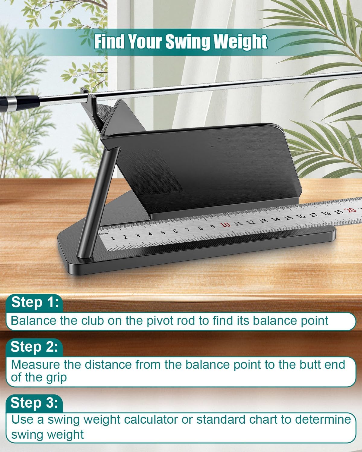 Golf Club Ruler Fitting Tool – Length Measuring Aid, Club Head Angle Adjustment & Swing Weight Balance Scale for Club Repair and Fitting