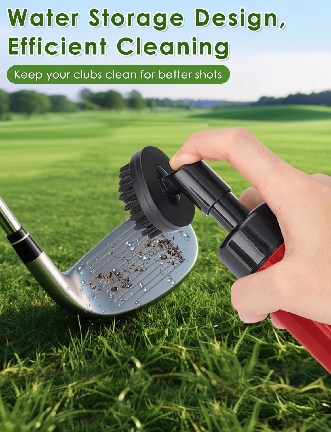Oasser Golf Club Cleaner Golf Club Brush with Retractable Clip and Squeeze Water Bottle 10.5 Inches Holds 5 Oz of Water, Golf Accessories for Men Women, Essentials Golf Gifts for Men, Red