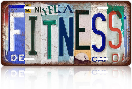 Vintage Sport Metal Tin Sign Fitness License Plate Wall Decor for Home Cafe Bar Pub 12 x 6 Inches