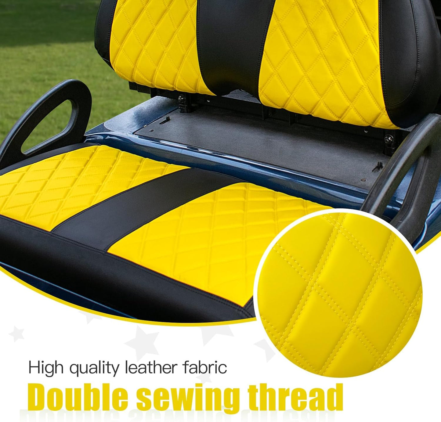 NOKINS Golf Cart Diamond Seat Covers Kit, Fit for Club Car Precedent OEM Standard Front Seat Cushion, Golf Cart Vinyl Seat Cover, No Nails Required