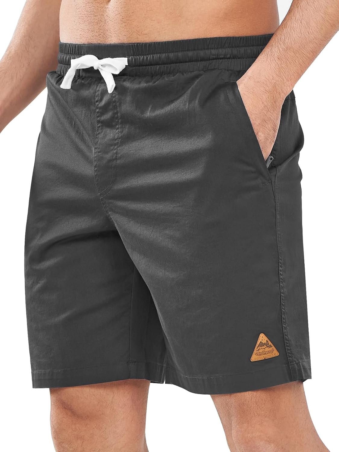 NORTHYARD Mens Casual Shorts-Cotton 9" Golf Hiking Drawstring Elastic Waist Work Shorts with Zipper Pockets
