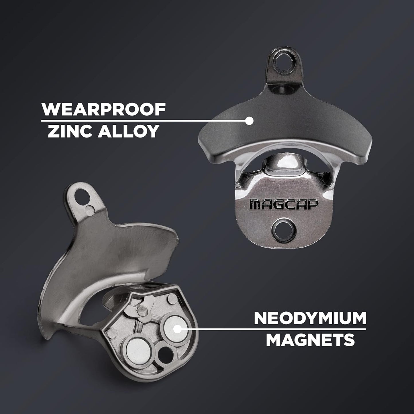 Outdoor Bottle Opener Wall Mounted - Style Magnetic Beer Bottle Opener that Catches Caps - Easy to Install and Incredibly Convenient (2, Gunmetal Black)