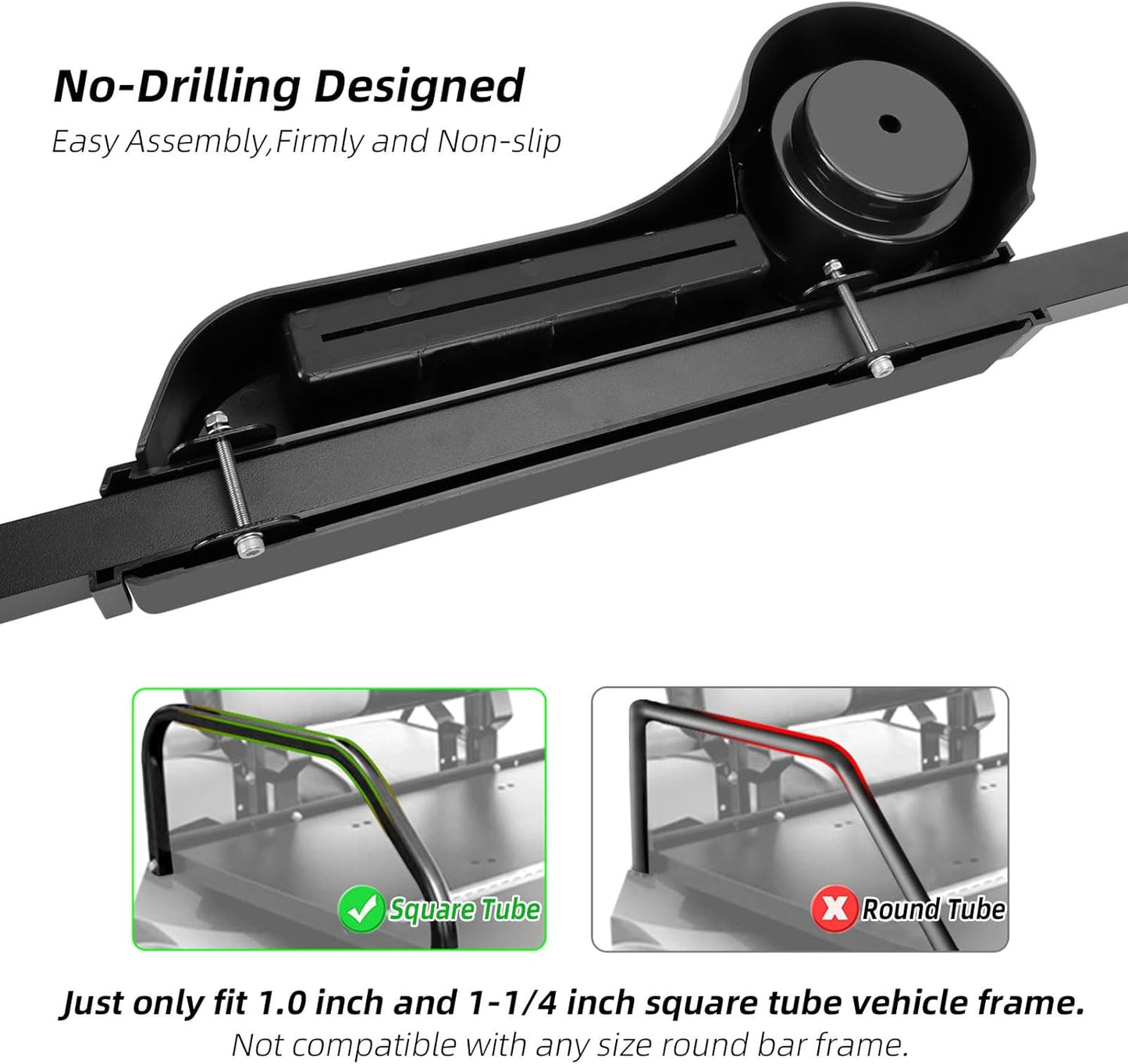 Roykaw Golf Cart Armrest with Cup Holder/Rear Seat Arm Rests Fit for EZGO/Club Car/Yamaha & Most Golf Cart, Upgrade 3rd Gen - with Phone Holder, No Drilling Required, Fit 1.0"/1-1/4" Square Tube Frame