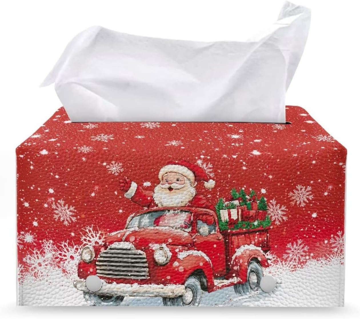 Christmas Truck Tissue Box Cover - Rectangle Modern Home Decor for Home, Bathroom, Kitchen, Kids Room