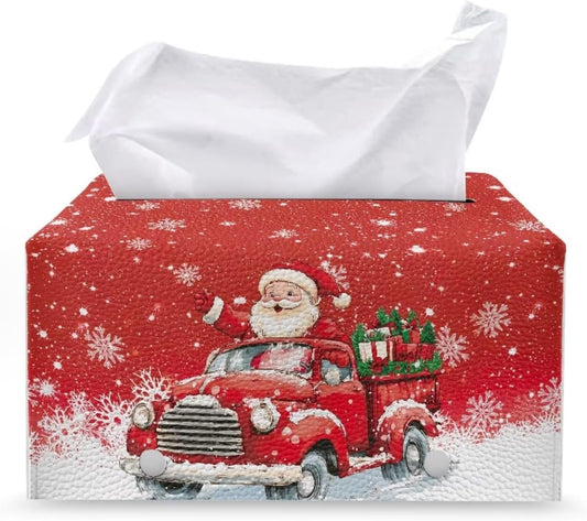 Christmas Truck Tissue Box Cover - Rectangle Modern Home Decor for Home, Bathroom, Kitchen, Kids Room
