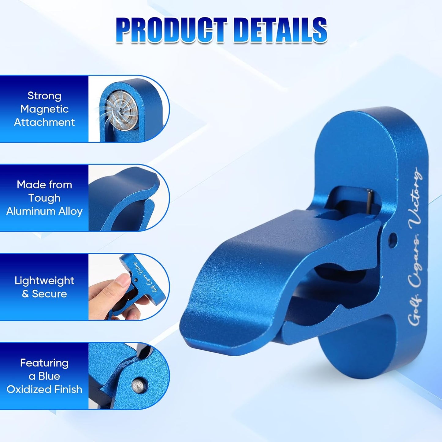 Kingson Magnetic Golf Holder Clip for Golf Cart Aluminum Alloy Stand Clip Hold 30-60 Rings Golf Gifts for Golfers