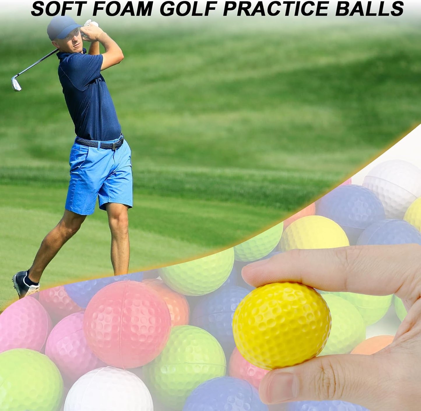 KOFULL Foam Golf Practice Balls, 24/50 Pack Realistic Feel and Limited Flight Training Balls for Indoor or Outdoor, Soft Practice Golf Balls for Backyard