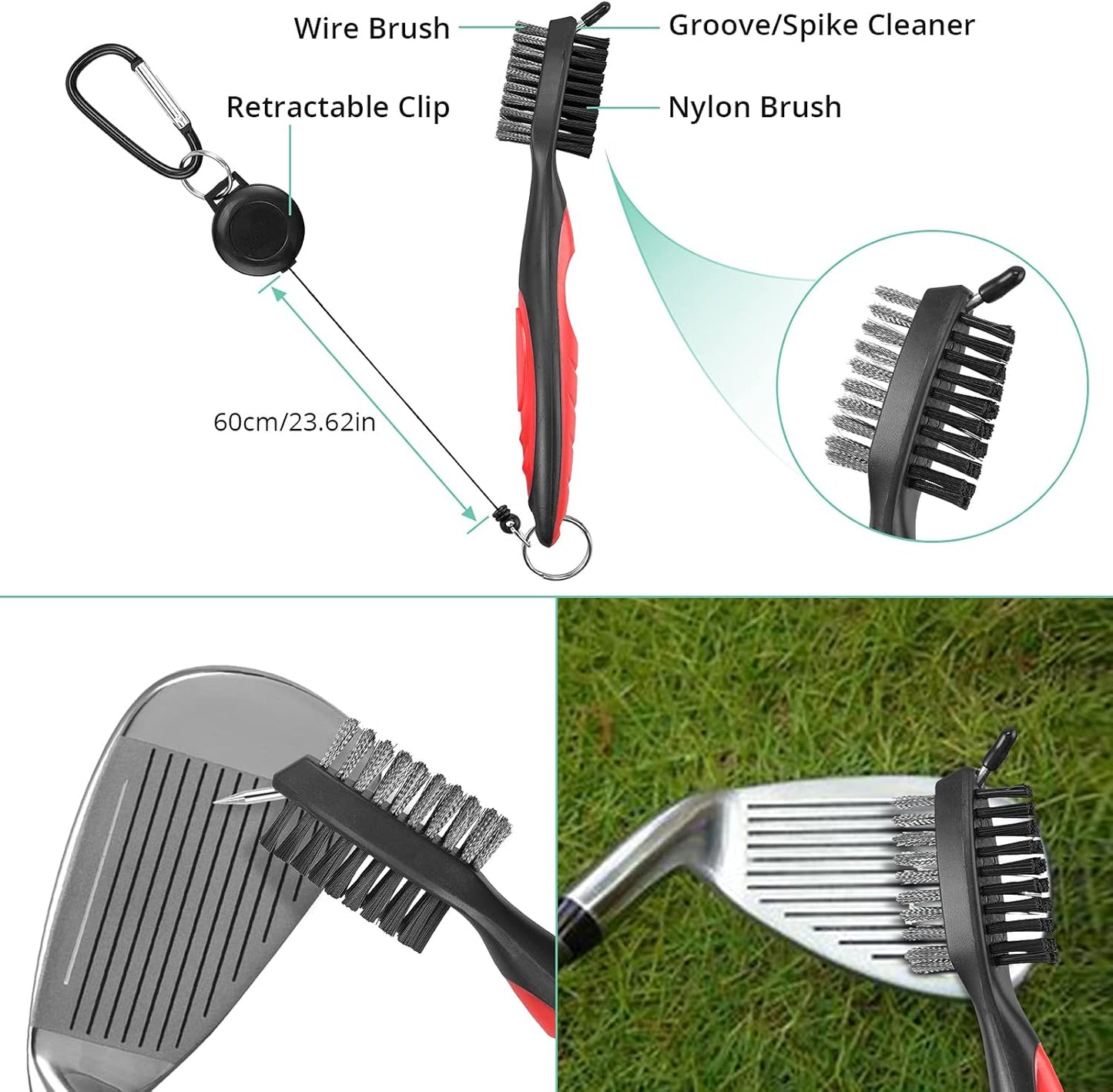 VINTEAM Golf Club Brush Cleaning Kit, Golf Towel, Golf Club Accessories