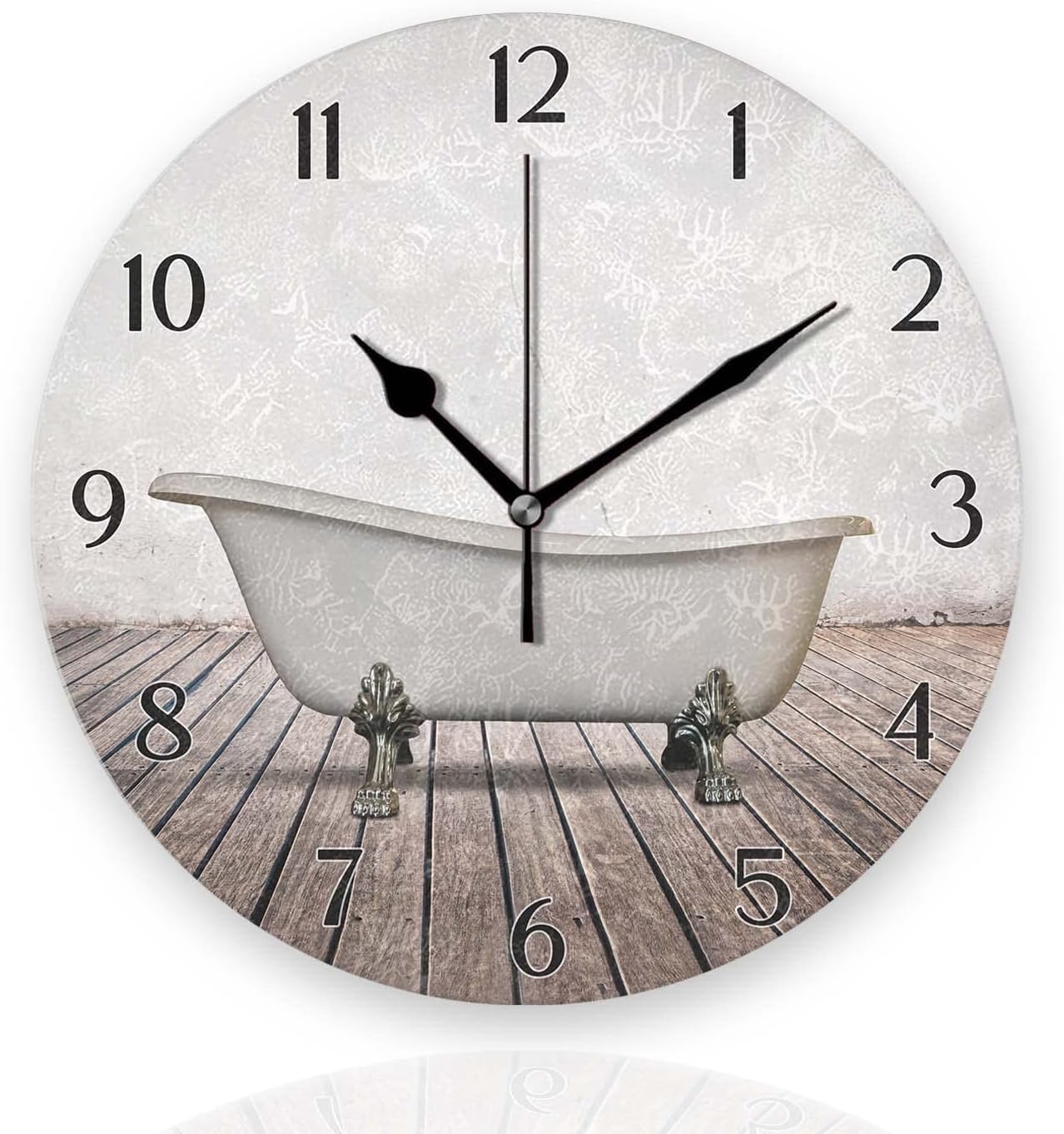 Battery Operated Wall Clocks 12 Inch,Bathroom Bathtubs,Silent Home Decor for Bathroom,Living Room,Bedroom