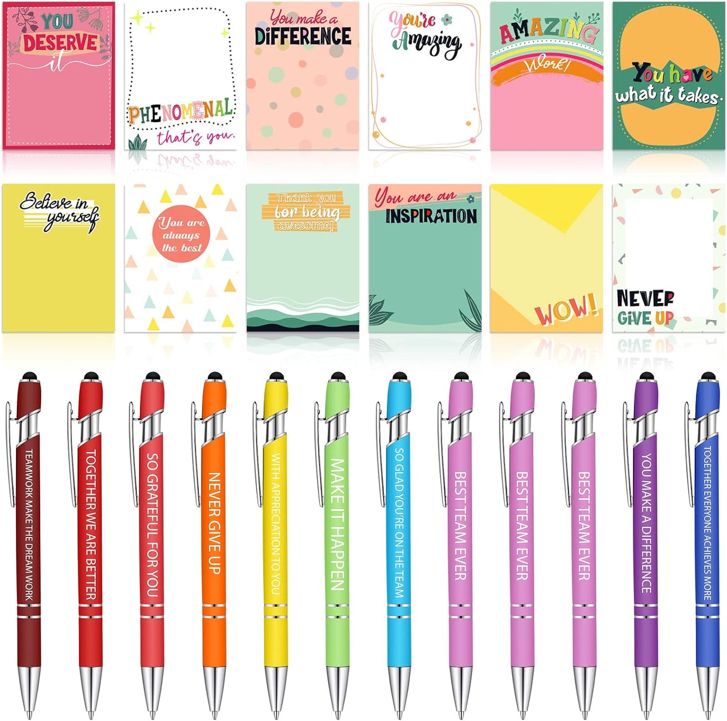 Geyee 24 Pcs Employee Sticky Notes with Funny Pens Fun Notepads for Adults Coworkers Nurse 3 x 4 Inch to Do List Notepads with Sayings Pen for Lab Week Gifts Teacher Office Supplies