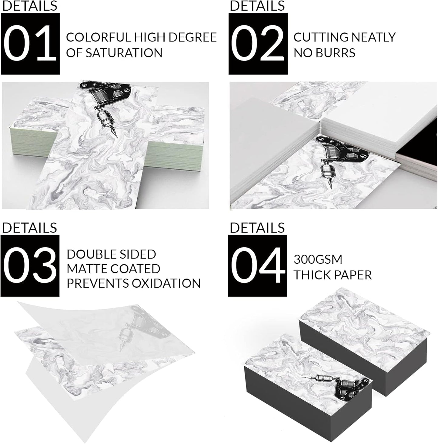 Custom Business Cards 100PCS Double-sided Printing Business Cards Customize with Your Logo Personalized 3.5"x 2" Cards for Business - Tattoo