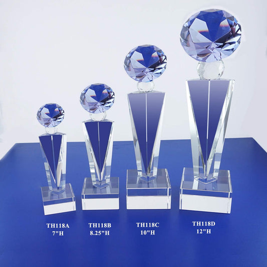 Optical Crystal Glass Diamond Trophy Awards Recognition Achievement Reality Personalized Custom Laser Etched Engraving Trophy