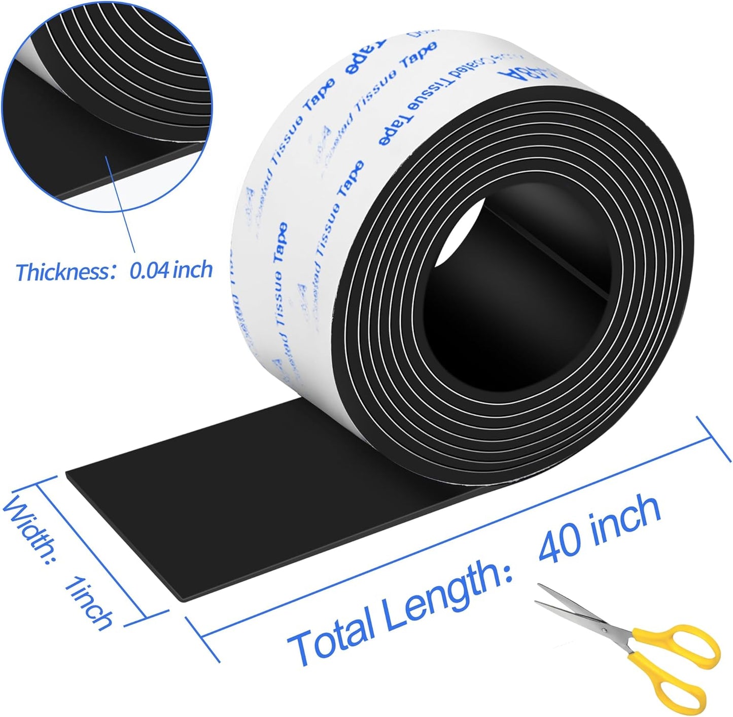 Adhesive Rubber Strips, 2 Rolls Rubber Tape, Non Slip Adhesive Strips Rubber Feet for Any Furniture and Appliances 1x40 inch