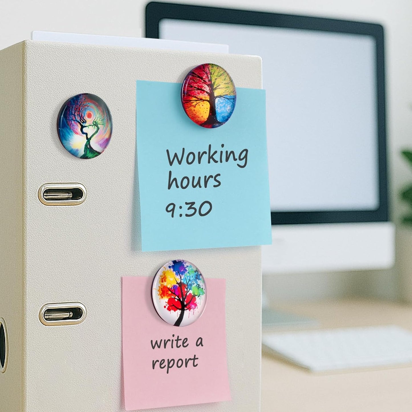 FIDNMAG Glass Fridge Magnets, Strong Magnets Refrigerator, Decorative Magnet for Fridge, Glass Refrigerator Magnet Cute for Office, Locker, Whiteboard, Home, Kitchen, Adults, Fun, Pack of 12