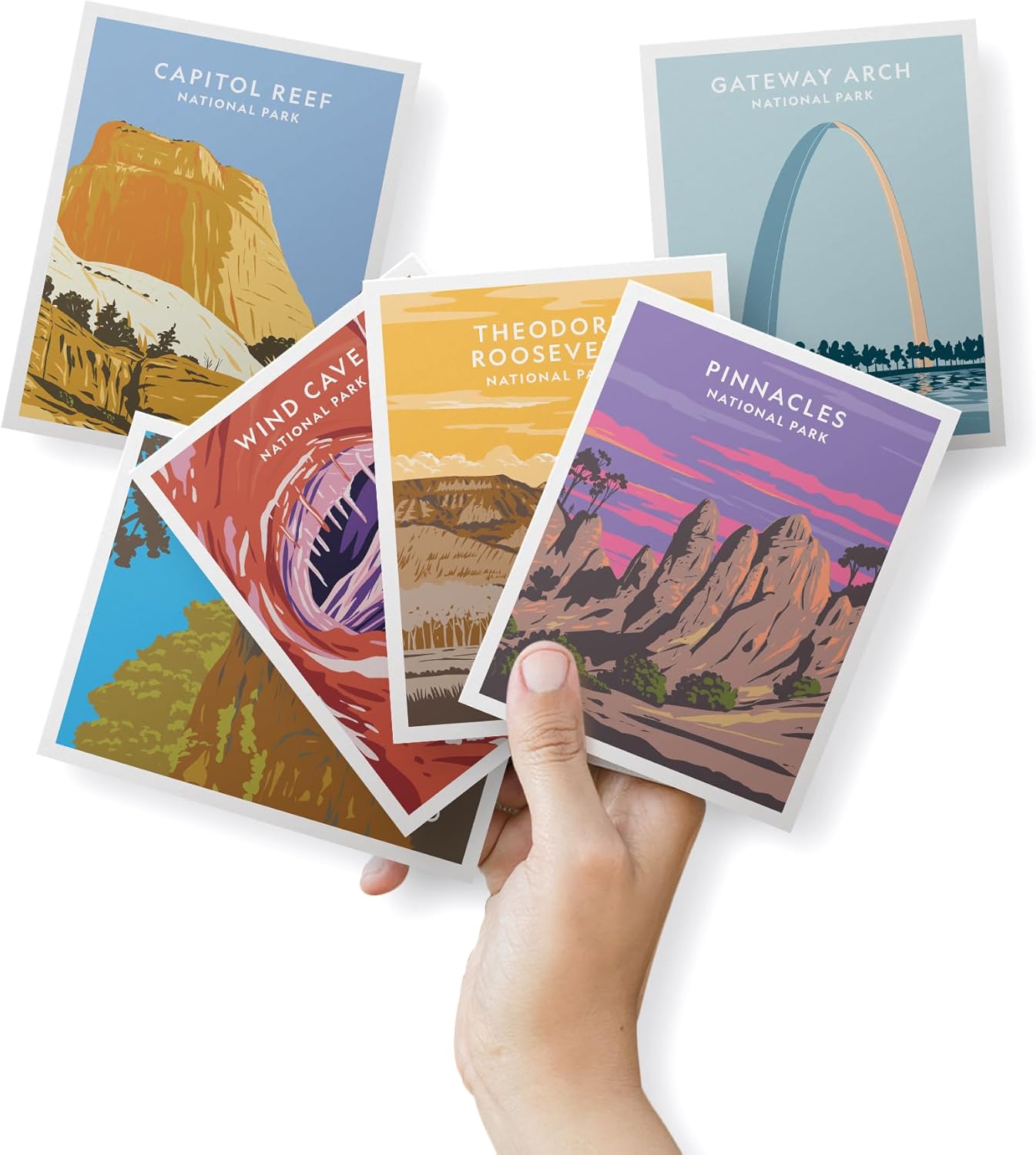 Twigs Paper - Assorted Art National Parks Greeting Cards - Stationery Cards with Envelopes - Thank You and Blank Note Cards - Greeting Cards for All Occasions - Made in USA (5.5 x 4.25, Set of 12)