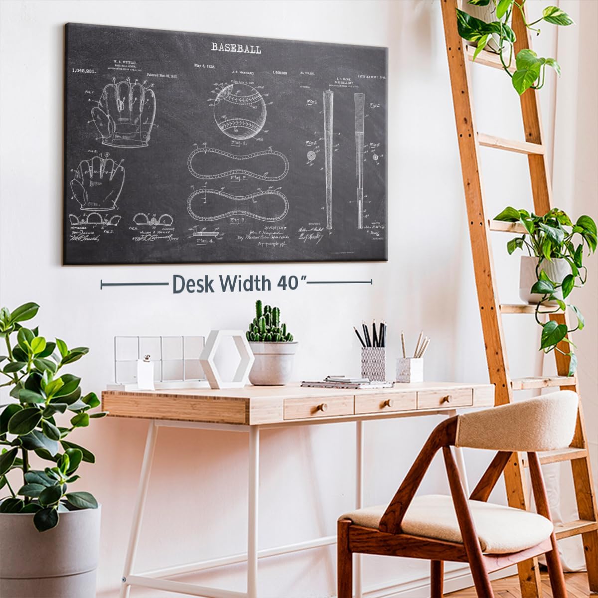 ElephantStock Baseball Patents Canvas - 1 Panel Sports Patent Wall Art Decor - Sports Decorations for Boys Room - Wall Art and Office Decor - 48" X 32"