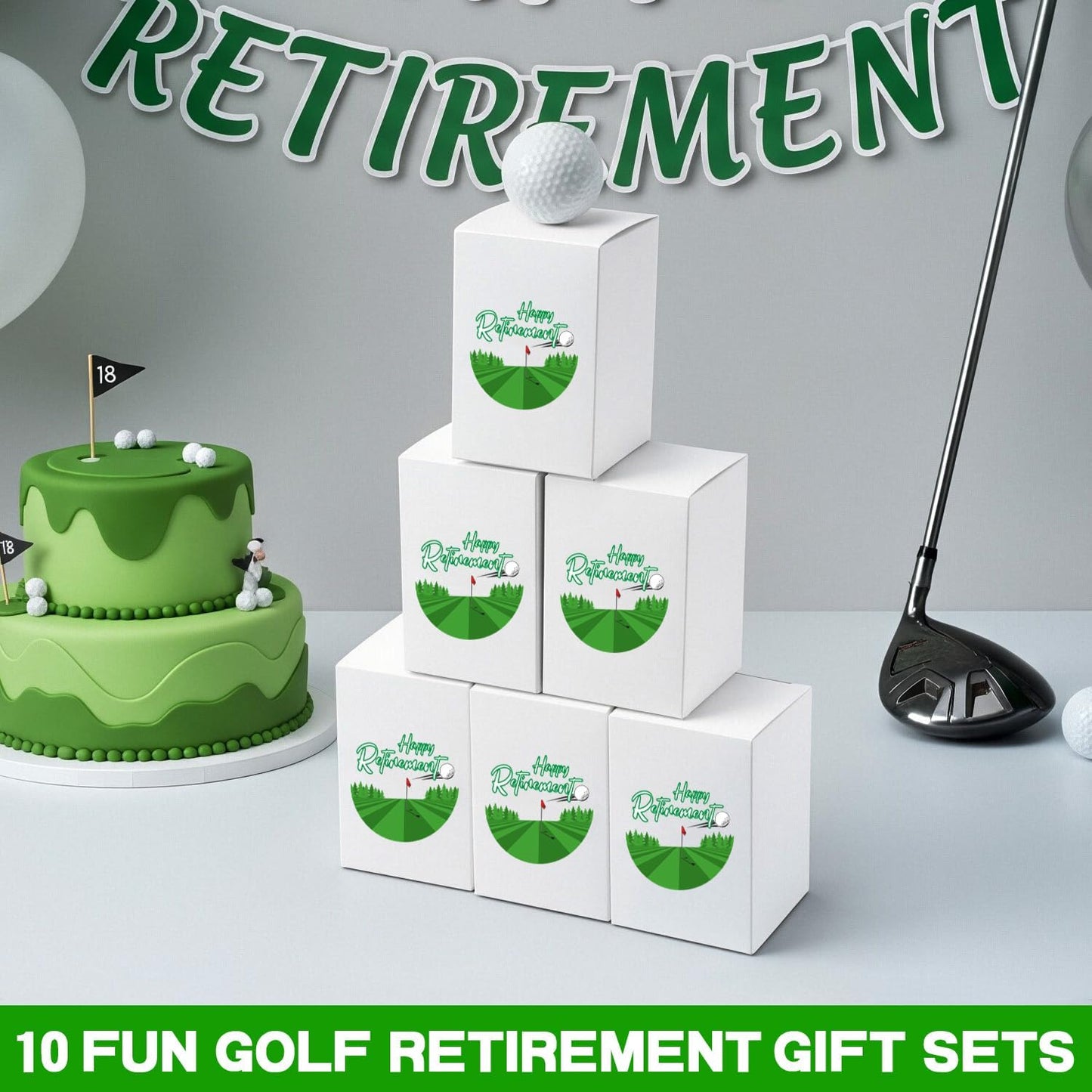LaRandom 10 Sets Retirement Gifts for Men Women Golf Retirement Gift Set Funny Golf Balls, Tees and Gift Box for Dad Coworkers Golfers Husband