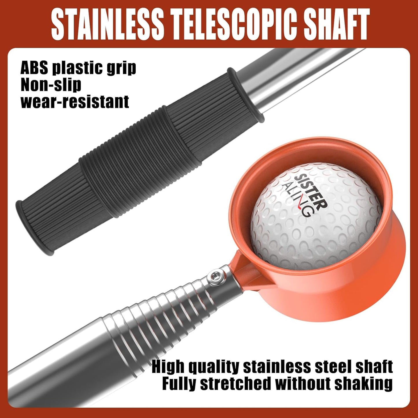 9ft/12ft Water Telescopic Golf Ball Retriever，Classic and Durable Stainless Steel Picker Upper, The Best Accessory Gift for Men and Women Golfers.