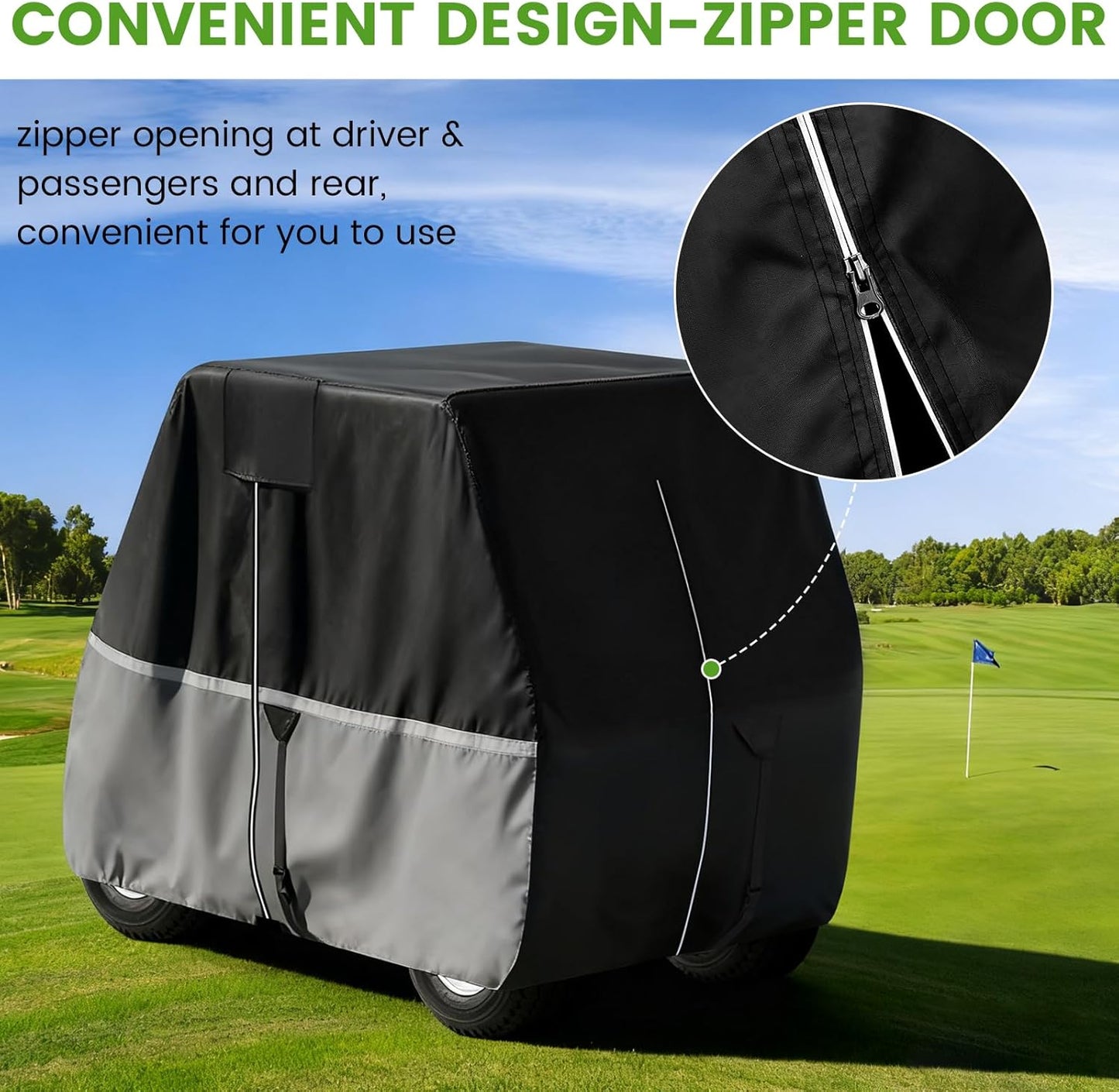 Waterproof Golf Cart Cover - Heavy Duty 420D Oxford Fabric, Universal Fit for 2+2/4 Passenger Yamaha/Club Car/EZGO, All-Weather Protection