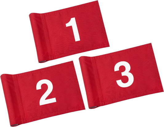 KINGTOP Numbered Golf Flag All 8x6 Inch – Upgraded Dual-Layer 420D Nylon, Double Sided Printing, Tube Inserted – Mini Practice Putting Green Flags for Yard