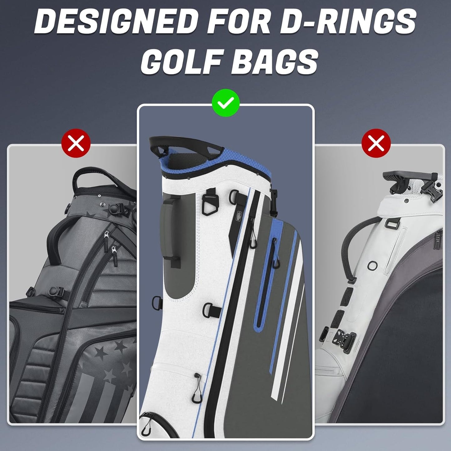 Golf Bag Straps, Universal Replacement Double Shoulder Shoulder Straps, Sailcloth Golf Bag Carry Strap USA Flag