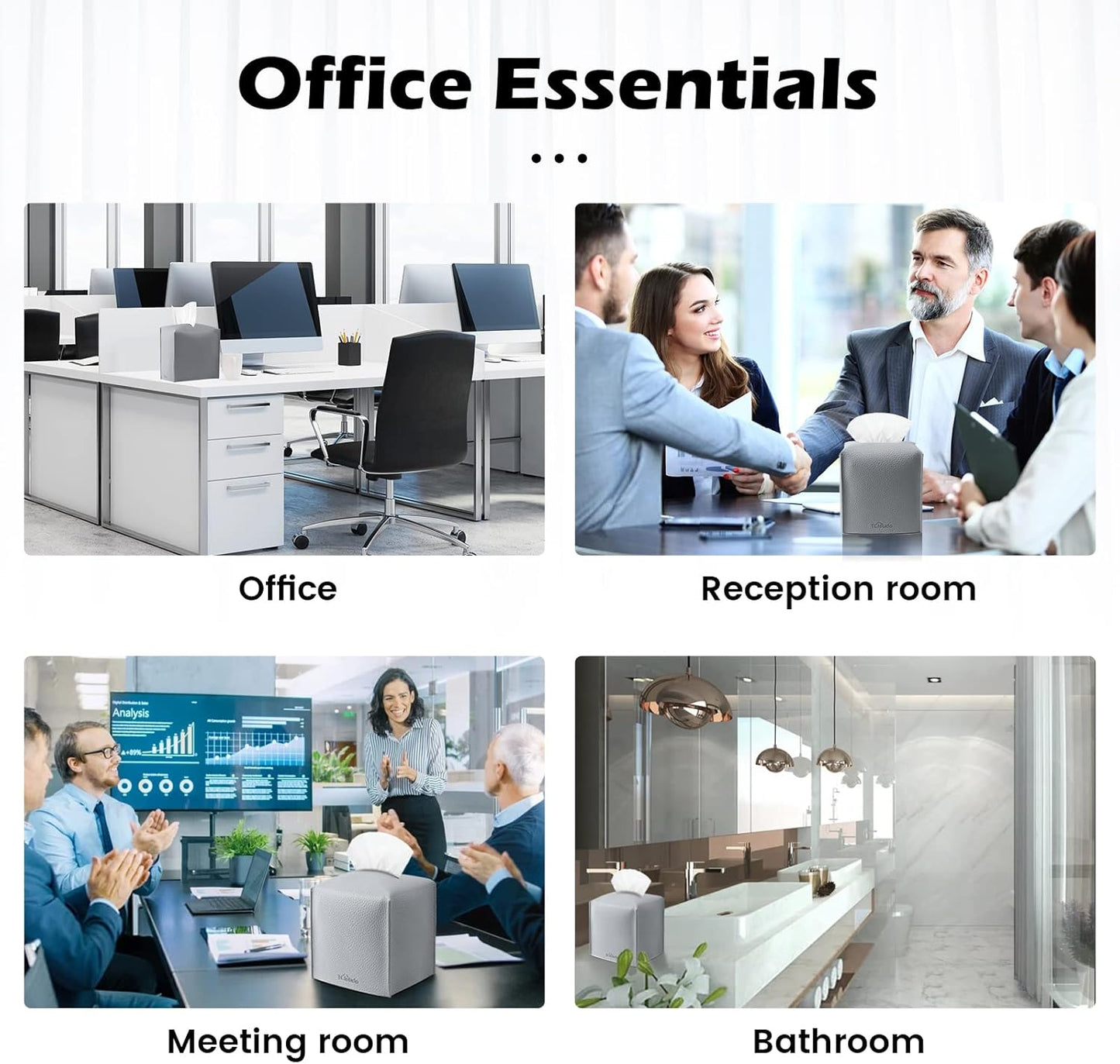 Tissue Box Cover, Tclouda, Modern PU Leather Square Tissue Box Holder for Creative Decorative, Ideal for Bathrooms/Office/Car/Nightstand/Outdoor Tent/Dining Table, 5"X5"X5", Single Gray