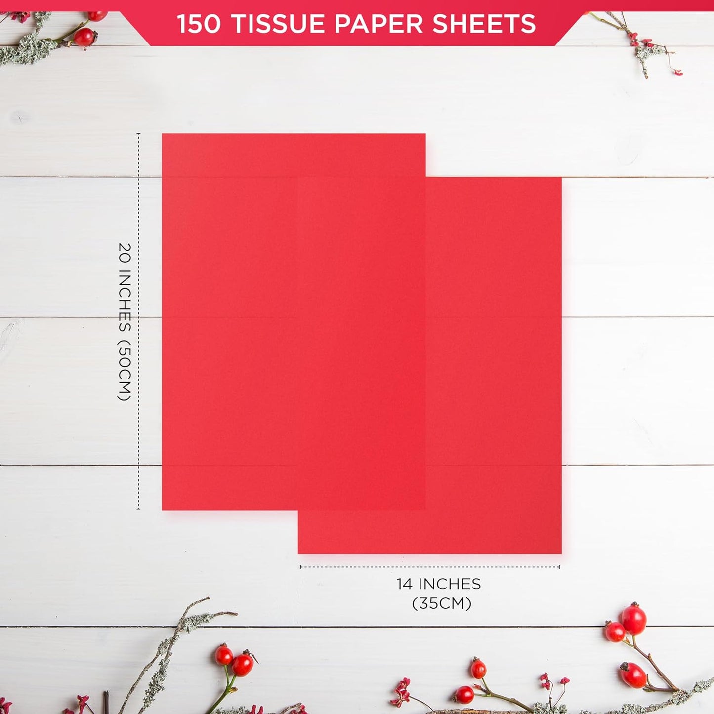 SANZIX 150 Sheets Red Tissue Paper for Gift Bags Bulk 14 x 20 Inch - Red Christmas Wrapping Paper for Romantic Wrap, Christmas Gifts, Valentine’s Day, Bouquet, Party, Holiday & Xmas Decorations
