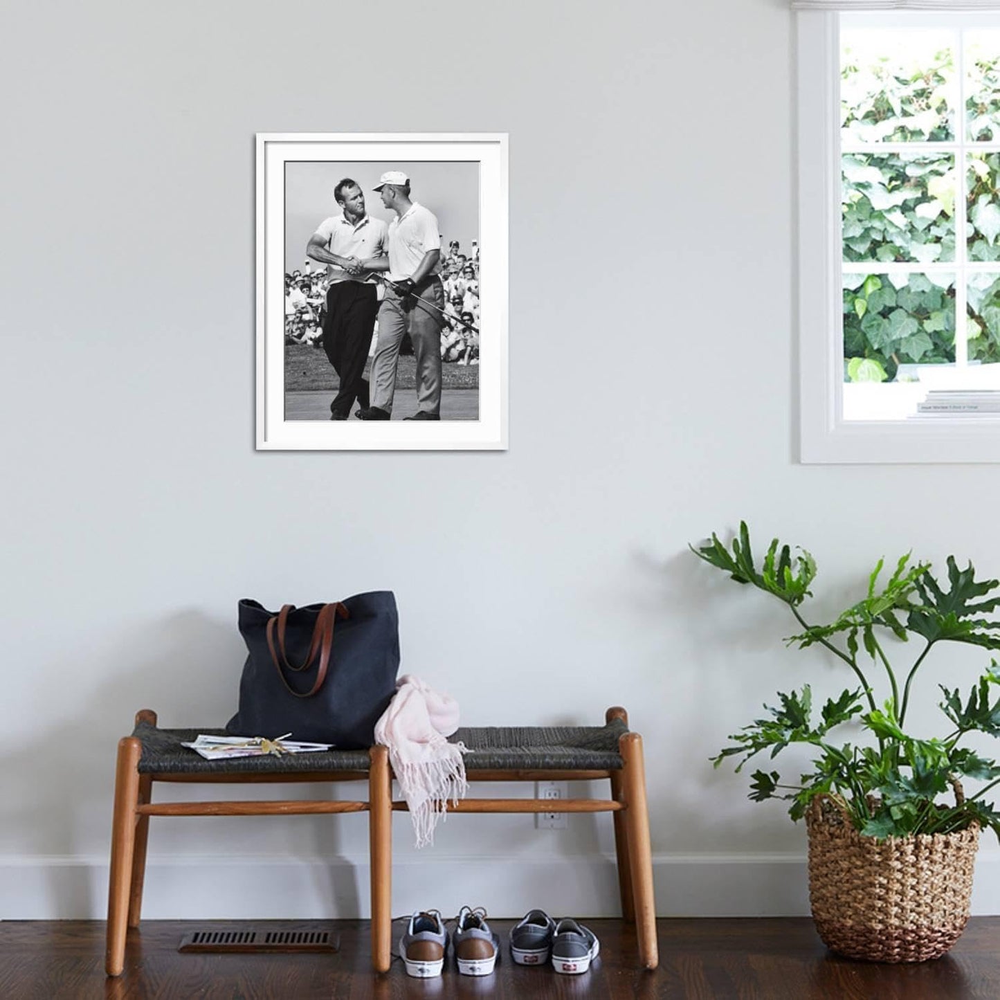 ART.COM Wall Premium Photographic Print Golfer Jack Nicklaus and Arnold Palmer During National Open Tournament on White Frame by John Dominis, 23" x 29"