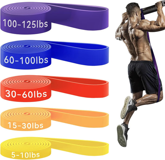 HAPBEAR Pull Up Assistance Bands Set of 5 - Resistance Bands for Working Out, Stretching, Physical Therapy, Muscle Training