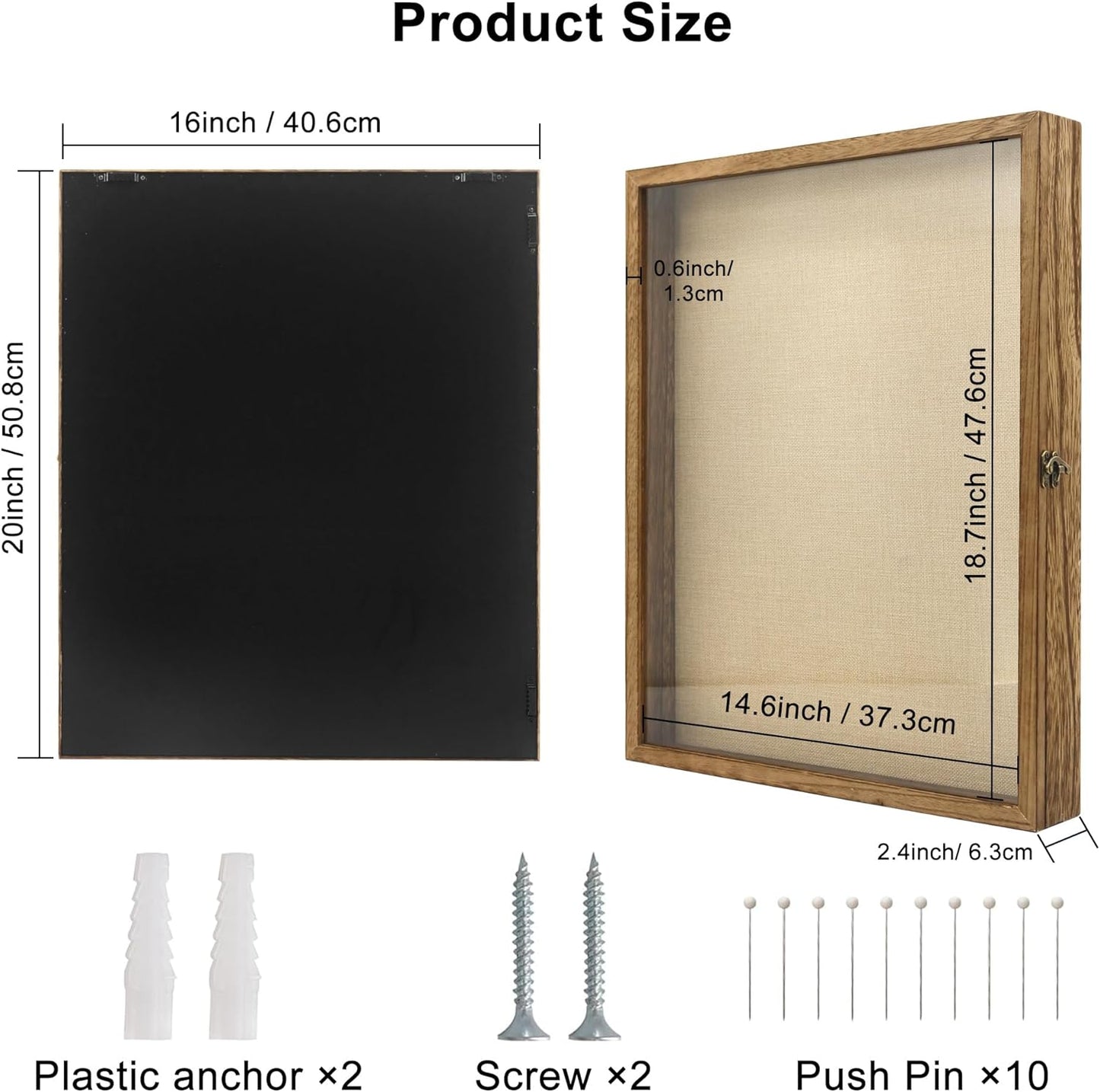 GraduatePro Shadow Box Frame 16x20 Display Case with Linen Back, Real Glass Window Door with Hinge, Picture Frame Wedding Bouquet Memorabilia Medals Photos Memory Box for Keepsakes, Carbonized Brown