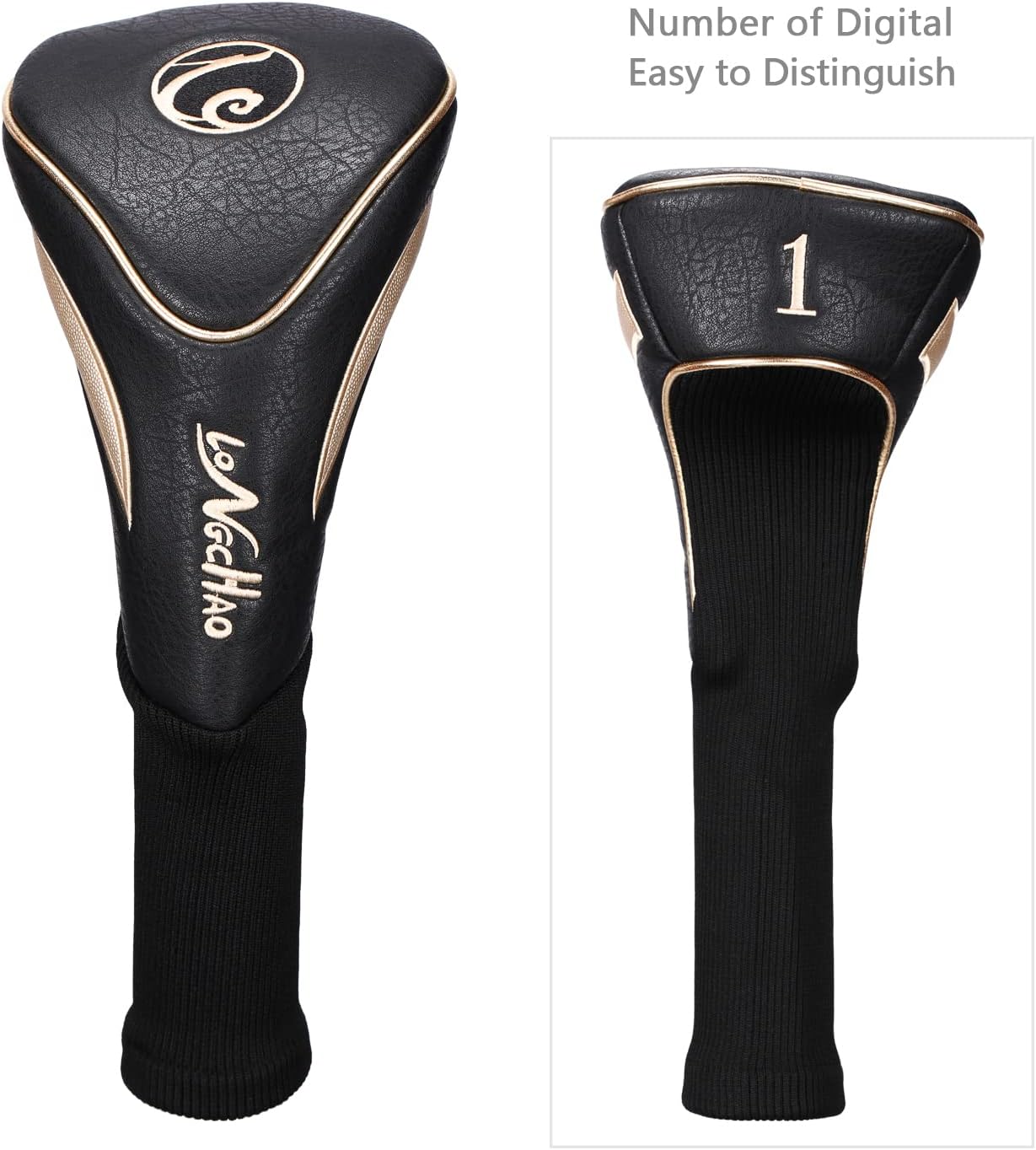 Golf Head Covers 3pcs Set, Driver Fairway Wood Headcovers, Vintage PU Headcovers for Golf Club