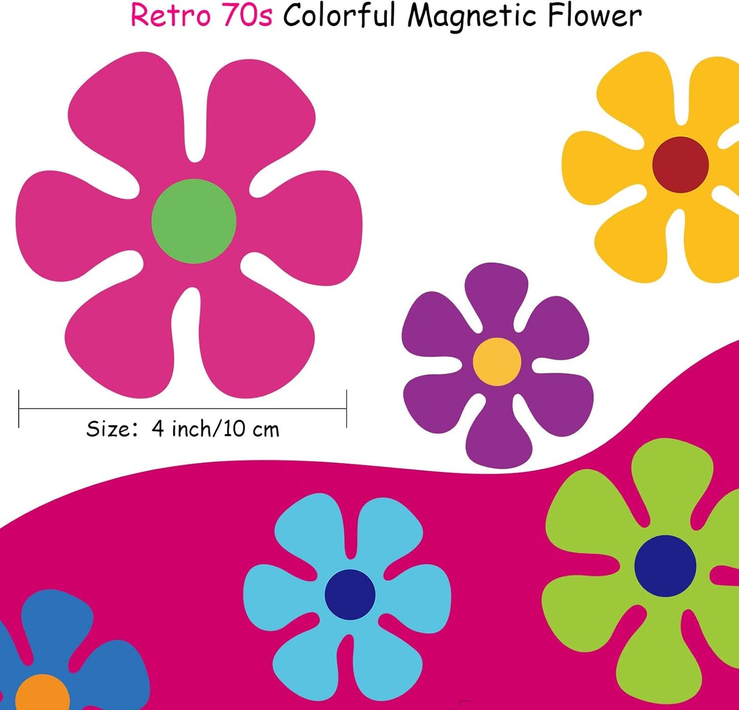 Outus Car Flower Magnet Funny Magnetic Decals Decorations Cute Fridge Magnets 60s Flower Cutout Magnet for Car Home Door Refrigerator (8 Pieces,3.9 x 3.9 Inch)