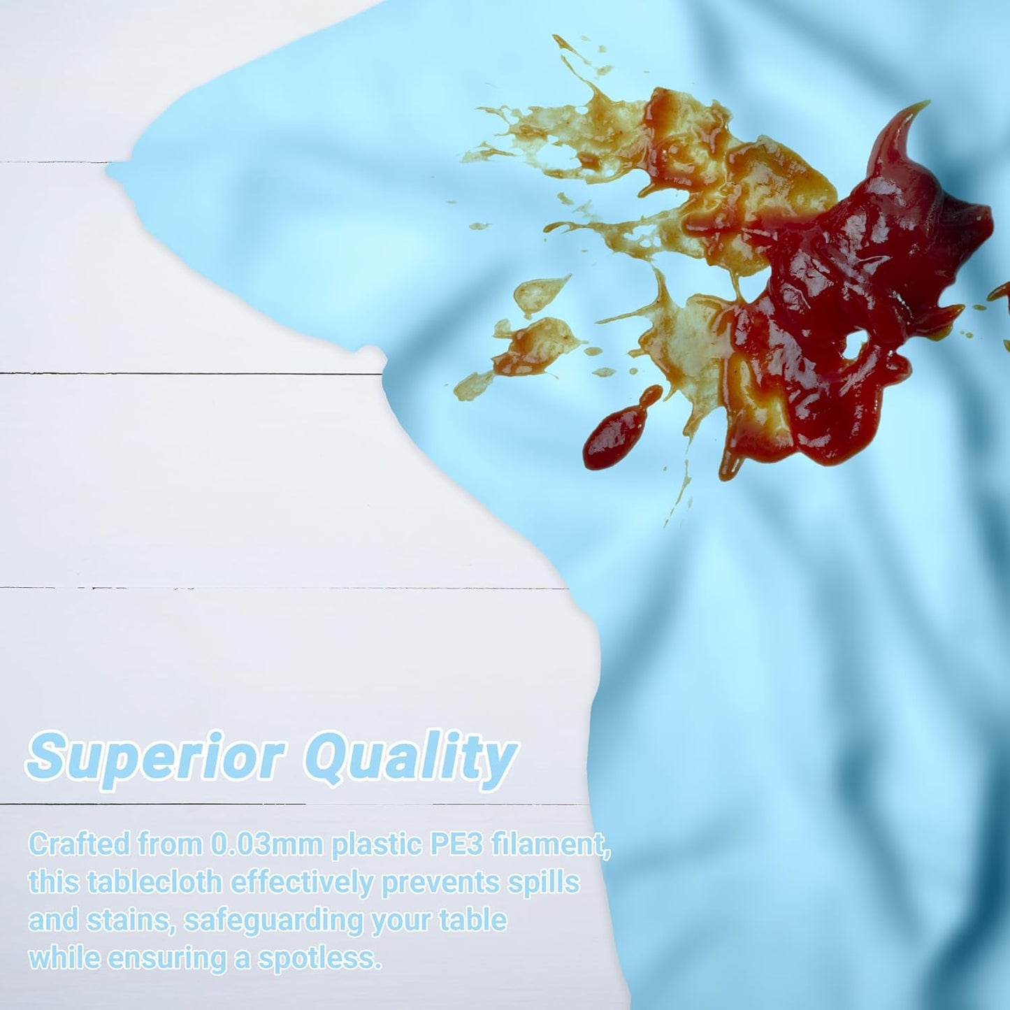 QZYL 12 PCS SkyBlue Plastic Tablecloths, 54 in x 108 in Dinner Table Cloths, Rectangle Table Cover for Birthday Party Family Gathering Wedding