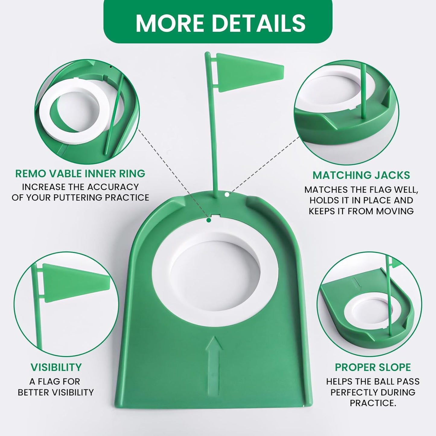 Golf Putting Cup and Flag Putt Training Hole All-Direction Surface Regulation Practice Cups for Men Women Kids Indoor Outdoor Home Office Backyard Golfing