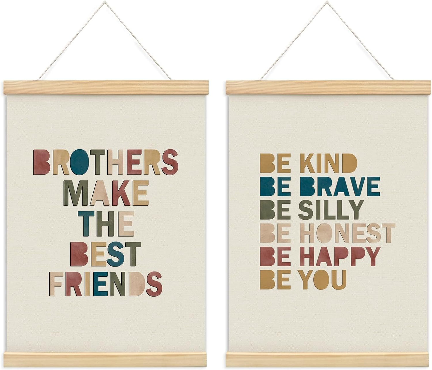 KDHTY Brother Make The Best Friends Sign,Boys Room Decor, Nursery Wall Decor,Playroom Sign for Nursery Toddler Baby Little Boys Bedroom Playroom Game Room,12x16 Inches,Set of 2