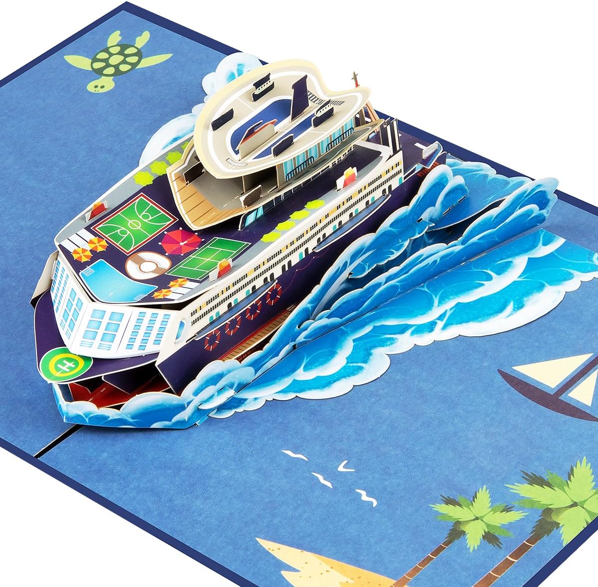 Cruise Ship Father's Day Card, Pop Up Birthday Card, Happy Anniversary Card, Pop Up Greeting Card for All Occasion with Envelope.