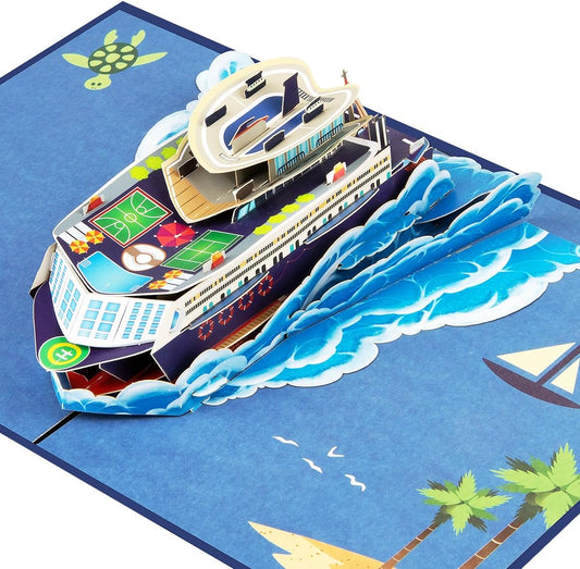 Cruise Ship Father's Day Card, Pop Up Birthday Card, Happy Anniversary Card, Pop Up Greeting Card for All Occasion with Envelope.