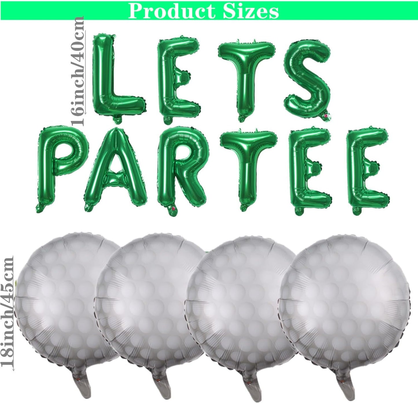 Let's Partee Golf Party Balloons Decorations Banner Men Boys Birthday Decoration Sport Themed Party Supplies Foil Mylar Golf Ball Balloons for Birthday Baby Shower Retirement Party (Green)