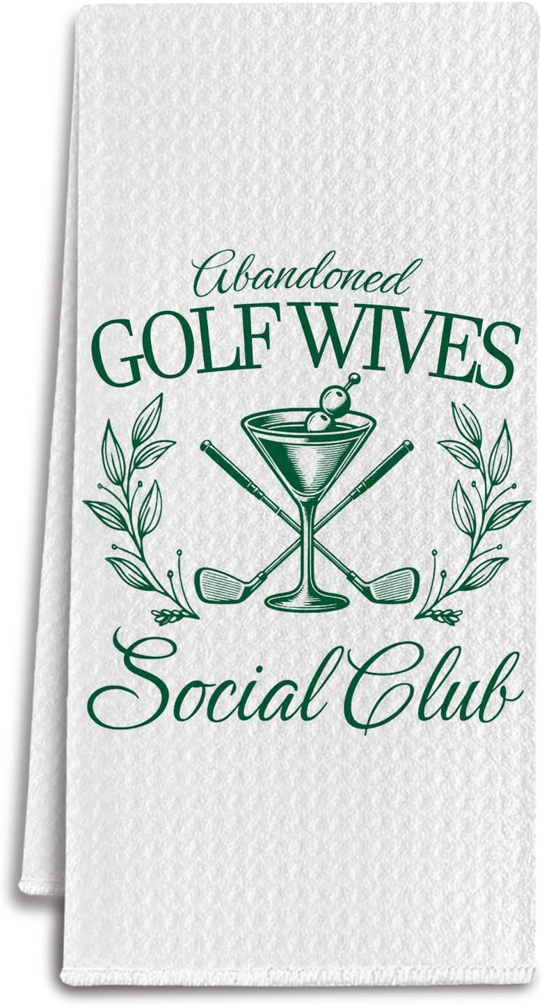 Golf Cocktail Kitchen Towels, Gifts for Martini Cocktail Lovers, Green Golf Lover Gifts Dish Tea Hand Towels for Bathroom Kitchen Decor, 16x24 Inch