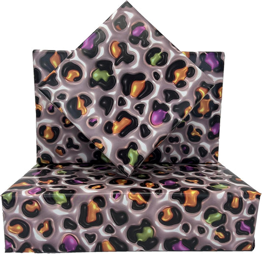 Dtiafu 3D Effect Leopard Wrapping Paper Great for Birthday Wedding Baby Shower Holiday - Unique Cheetah Gift Wrap - Not Physical 3D - 20 x 28 Inch Per Sheet(6 Sheet)