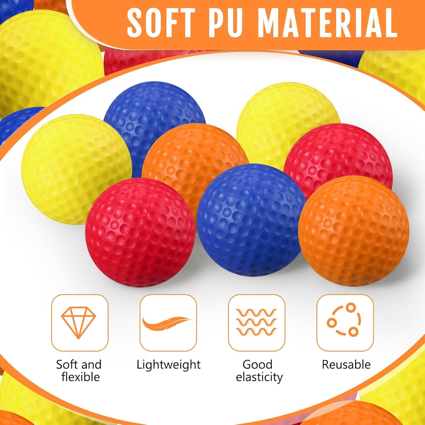Junkin 80 Pcs Foam Golf Balls Rubber Practice Balls Realistic Feel and Flight Sport Training for Indoor or Outdoor Backyard Golf Training