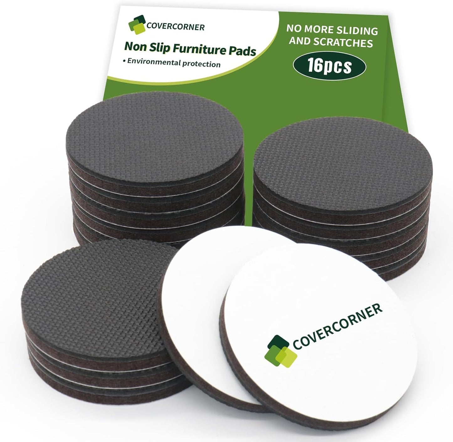 Non Slip Furniture Pads 16 PCS 3'' Round - Anti Slip Furniture Pads - Self Adhesive Rubber Feet Furniture Feet - Chair Leg Floor Protectors - Keep Furniture in Place