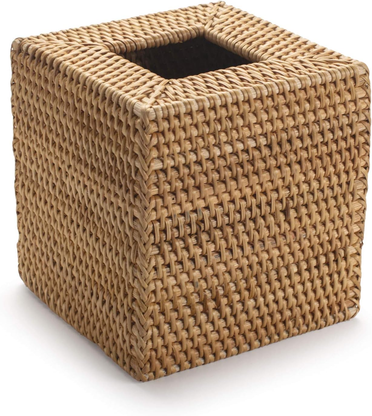 Rattan Tissue Box Cover Natural Woven Facial Napkin Holder Square (Natural, 5.5x5.5x5.9 Inch)